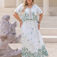 Plus Size Printed Lace Detail Short Sleeve Top and Skirt Set-Dresses-Trendsi-[option4]-[option5]-[option6]-[option7]-[option8]-Shop-Boutique-Clothing-for-Women-Online