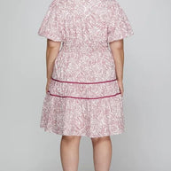 She + Sky Full Size Printed V-Neck Puff Sleeve Tiered Dress-Dresses-Trendsi-[option4]-[option5]-[option6]-[option7]-[option8]-Shop-Boutique-Clothing-for-Women-Online