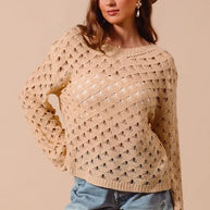 SO ME Geometric Pattern Open Knit Lightweight Sweater-Sweaters-Trendsi-[option4]-[option5]-[option6]-[option7]-[option8]-Shop-Boutique-Clothing-for-Women-Online