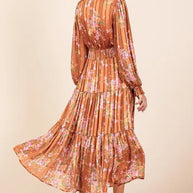 Mittoshop Flower Print Satin Lurex Stripe Smocked Midi Dress-Dresses-Trendsi-[option4]-[option5]-[option6]-[option7]-[option8]-Shop-Boutique-Clothing-for-Women-Online