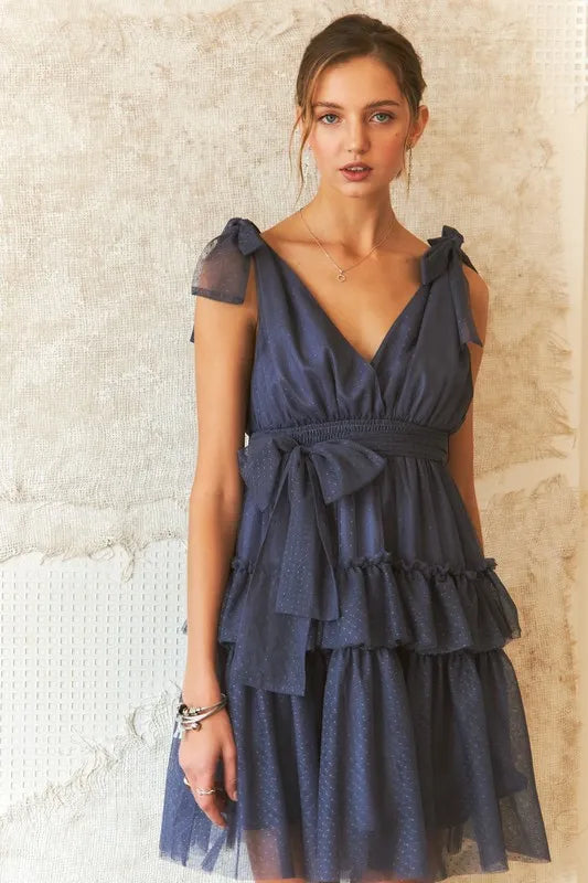 ADORA Tie Shoulder Polka Dot Mesh Dress-Dresses-Trendsi-[option4]-[option5]-[option6]-[option7]-[option8]-Shop-Boutique-Clothing-for-Women-Online