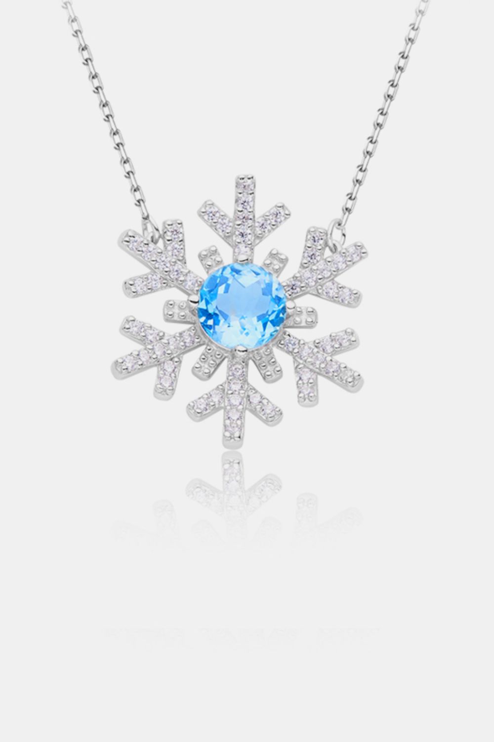 925 Sterling Silver Topaz Snowflake Shape Necklace-Trendsi-Silver-One Size-[option4]-[option5]-[option6]-[option7]-[option8]-Shop-Boutique-Clothing-for-Women-Online