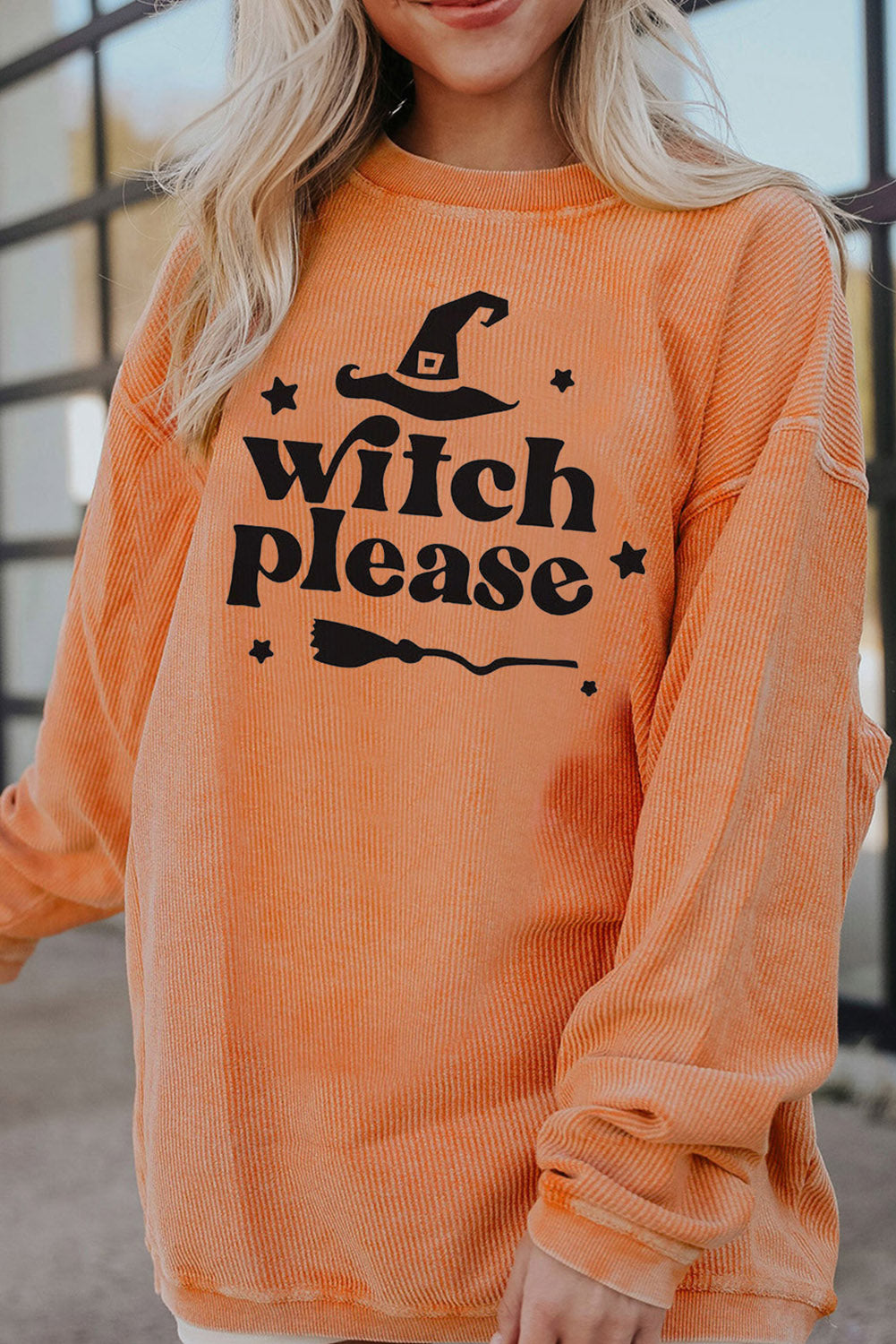 WITCH PLEASE Graphic Dropped Shoulder Ribbed Sweatshirt-Trendsi-Sherbet-S-[option4]-[option5]-[option6]-[option7]-[option8]-Shop-Boutique-Clothing-for-Women-Online