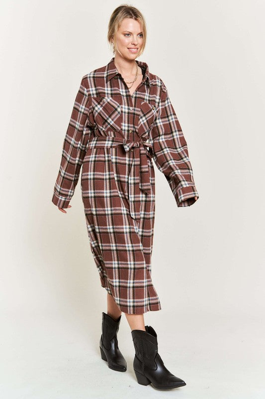 PLAID PRINT COLLAR LONG SHIRT DRESS PLUS SIZE-Jade By Jane-[option4]-[option5]-[option6]-[option7]-[option8]-Shop-Boutique-Clothing-for-Women-Online