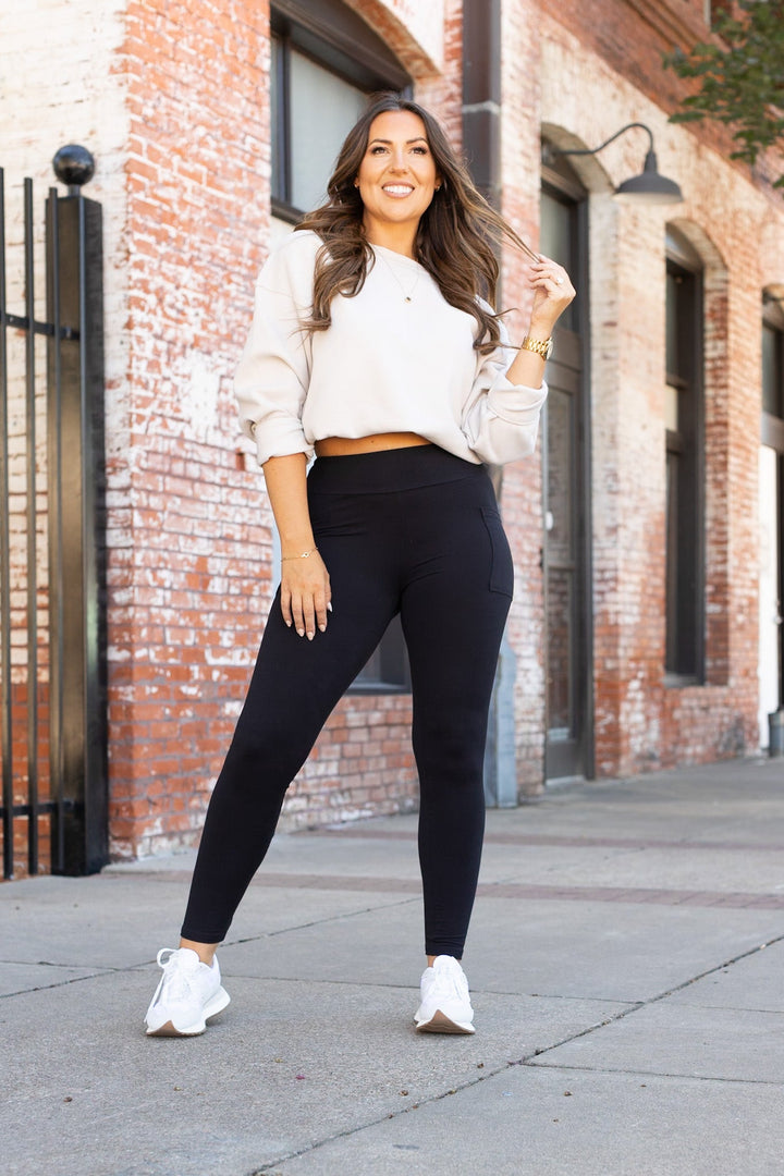 BLACK FULL-LENGTH Leggings with POCKET - Luxe Leggings by Julia Rose®-JuliaRoseWholesale-[option4]-[option5]-[option6]-[option7]-[option8]-Shop-Boutique-Clothing-for-Women-Online