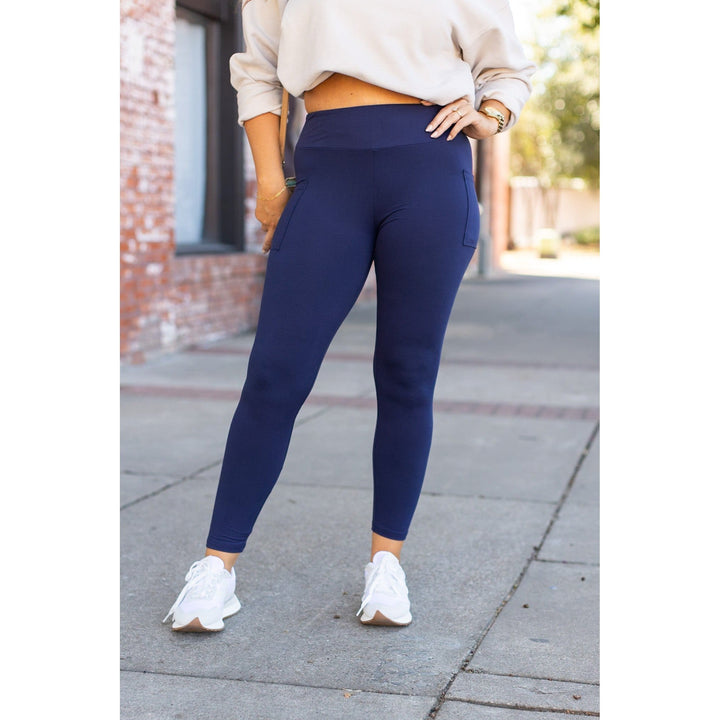 Navy Full-Length with Pocket Leggings - Luxe Leggings by Julia Rose®-JuliaRoseWholesale-[option4]-[option5]-[option6]-[option7]-[option8]-Shop-Boutique-Clothing-for-Women-Online