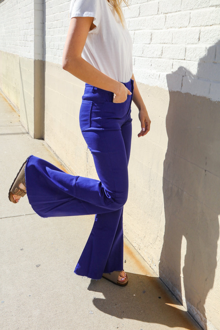 Zenana All You Need Sapphire High Waist Flare Leg Denim Jeans-Zenana-[option4]-[option5]-[option6]-[option7]-[option8]-Shop-Boutique-Clothing-for-Women-Online