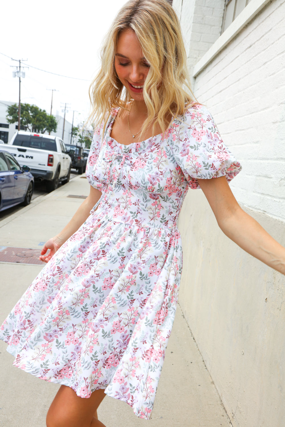 Lock Eyes Cream Floral Print Sweetheart Neck Fit & Flare Dress-Kori America-[option4]-[option5]-[option6]-[option7]-[option8]-Shop-Boutique-Clothing-for-Women-Online