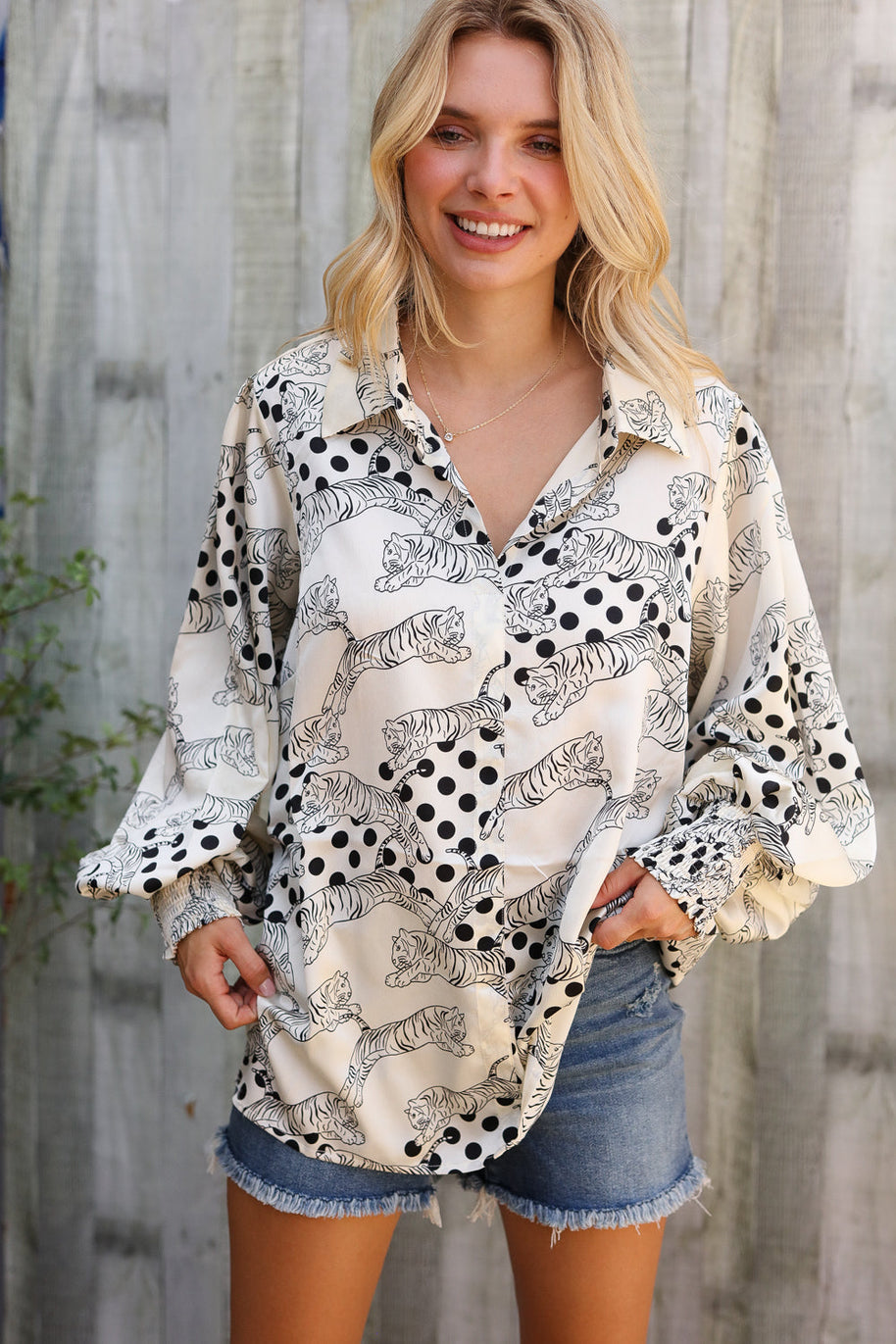 Dazzle in Ivory Satin Button-Down Collared Long Sleeve Bouse-First Love-[option4]-[option5]-[option6]-[option7]-[option8]-Shop-Boutique-Clothing-for-Women-Online