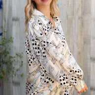 Dazzle in Ivory Satin Button-Down Collared Long Sleeve Bouse-First Love-[option4]-[option5]-[option6]-[option7]-[option8]-Shop-Boutique-Clothing-for-Women-Online