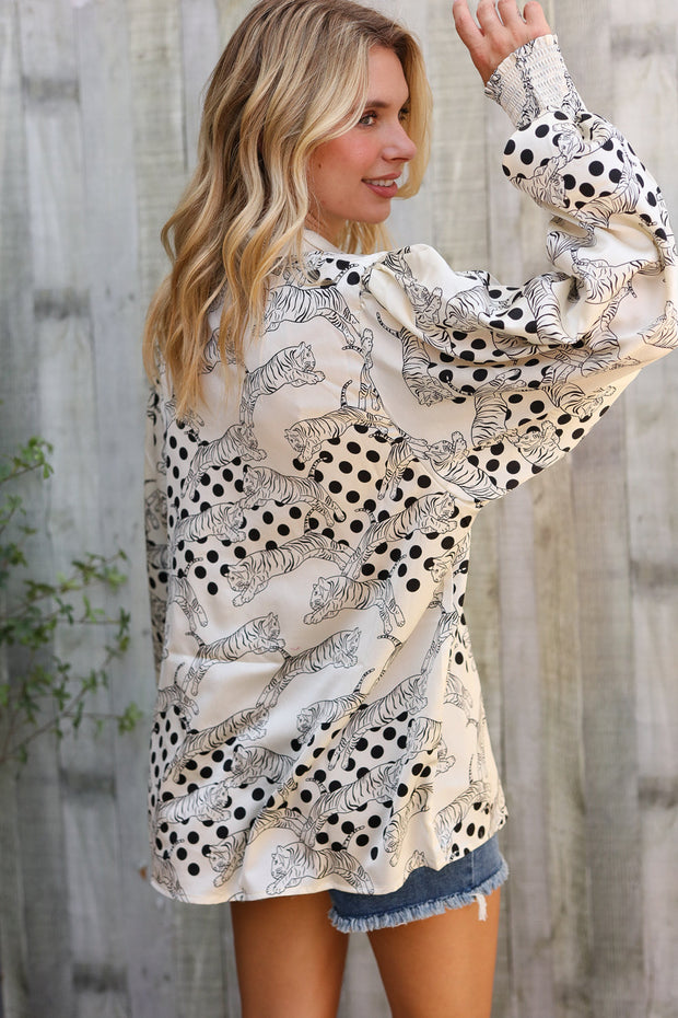 Dazzle in Ivory Satin Button-Down Collared Long Sleeve Bouse-First Love-[option4]-[option5]-[option6]-[option7]-[option8]-Shop-Boutique-Clothing-for-Women-Online