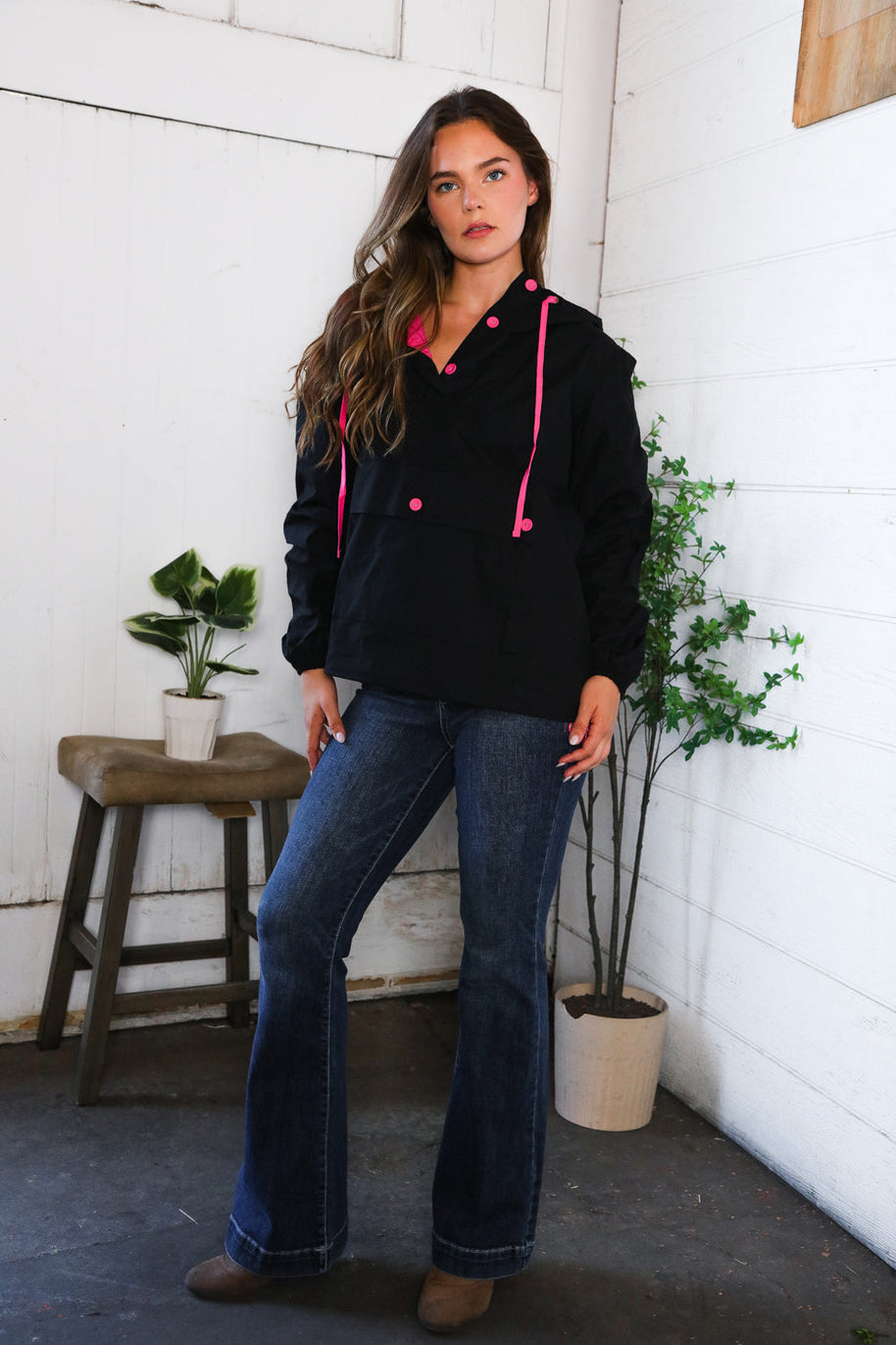 Glow Up Pink and Black Hooded Jacket-And The Why-[option4]-[option5]-[option6]-[option7]-[option8]-Shop-Boutique-Clothing-for-Women-Online