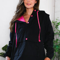 Glow Up Pink and Black Hooded Jacket-And The Why-[option4]-[option5]-[option6]-[option7]-[option8]-Shop-Boutique-Clothing-for-Women-Online