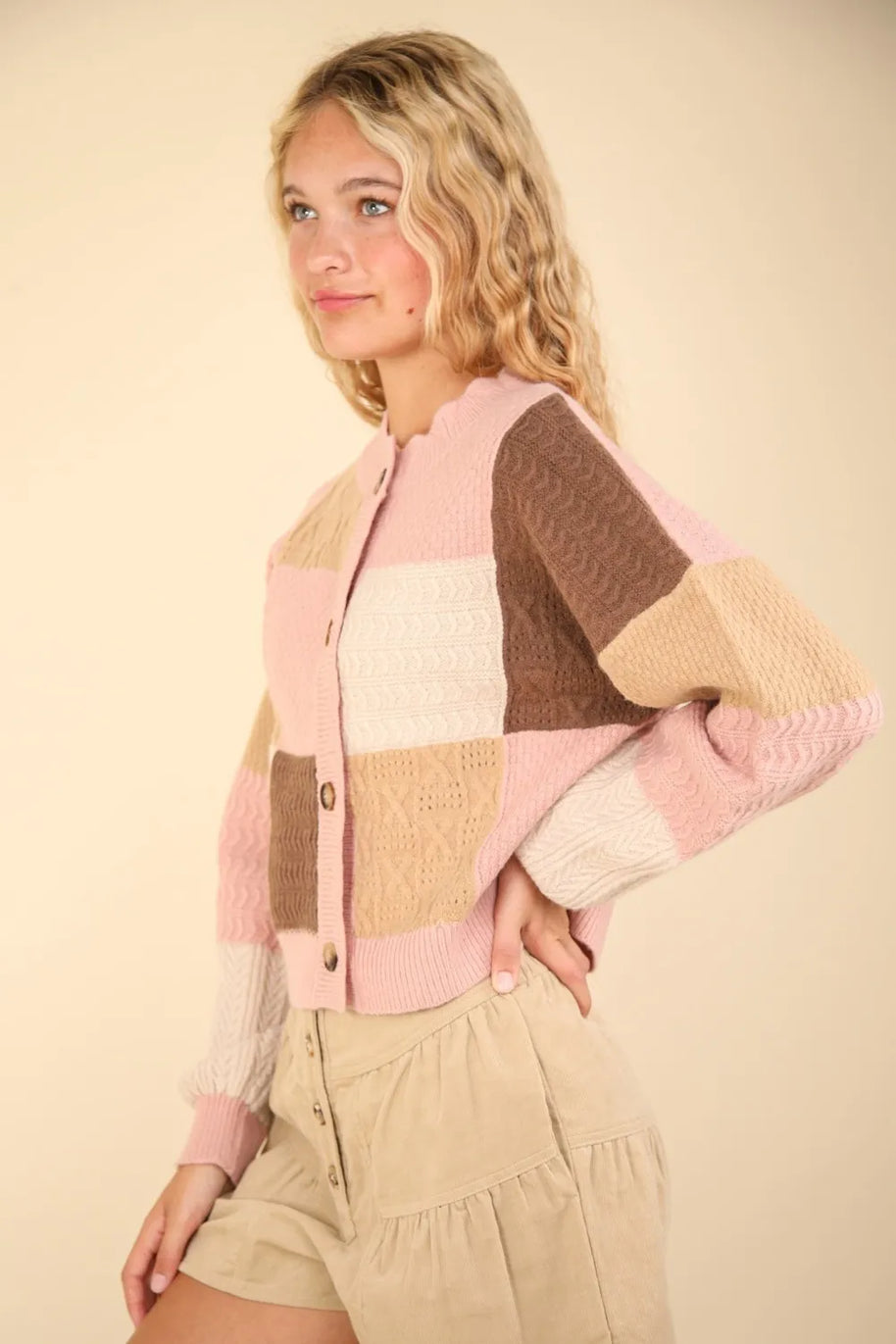 VERY J Color Block Button Down Textured Sweater Cardigan-Cardigan-Trendsi-[option4]-[option5]-[option6]-[option7]-[option8]-Shop-Boutique-Clothing-for-Women-Online