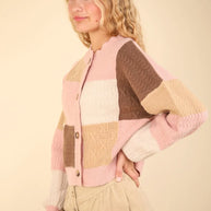 VERY J Color Block Button Down Textured Sweater Cardigan-Cardigan-Trendsi-[option4]-[option5]-[option6]-[option7]-[option8]-Shop-Boutique-Clothing-for-Women-Online