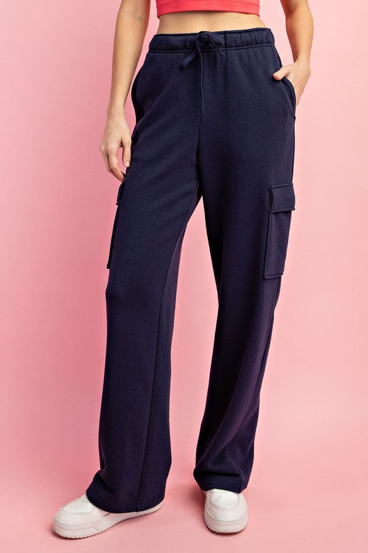 French Terry Straight Cargo Sweatpant in Navy-Womens-Ave Shops-[option4]-[option5]-[option6]-[option7]-[option8]-Shop-Boutique-Clothing-for-Women-Online