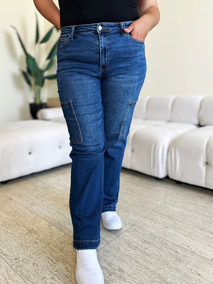 Judy Blue High Waist Straight Cargo Jeans-Trendsi-[option4]-[option5]-[option6]-[option7]-[option8]-Shop-Boutique-Clothing-for-Women-Online