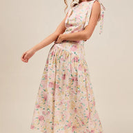 SO ME Floral Printed Woven Shoulder Bow Tie Top and Skirt Set-Dresses-Trendsi-[option4]-[option5]-[option6]-[option7]-[option8]-Shop-Boutique-Clothing-for-Women-Online
