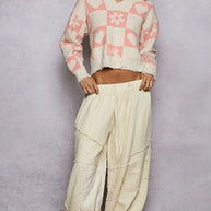 POL V-Neck Heart Pattern Checkered Sweater-Sweaters-Trendsi-[option4]-[option5]-[option6]-[option7]-[option8]-Shop-Boutique-Clothing-for-Women-Online