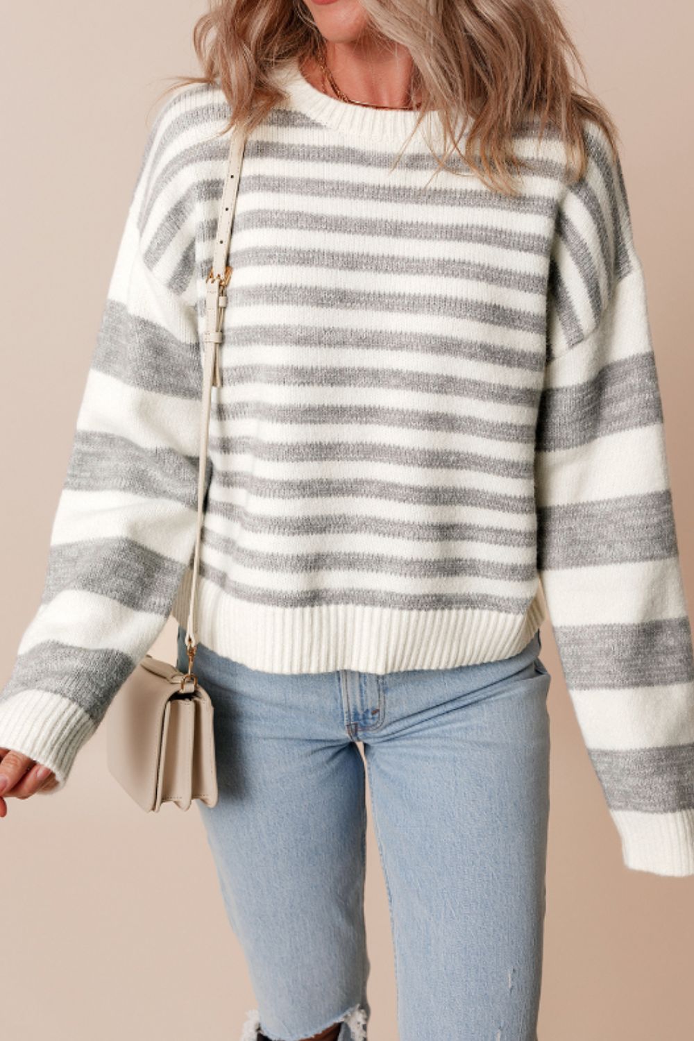 Striped Round Neck Dropped Shoulder Sweater-Trendsi-Gray Stripe-S-[option4]-[option5]-[option6]-[option7]-[option8]-Shop-Boutique-Clothing-for-Women-Online