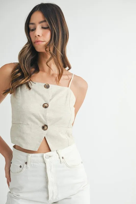 MABLE Linen Mix Button Down Tank Top-Tank Tops & Camis-Trendsi-[option4]-[option5]-[option6]-[option7]-[option8]-Shop-Boutique-Clothing-for-Women-Online