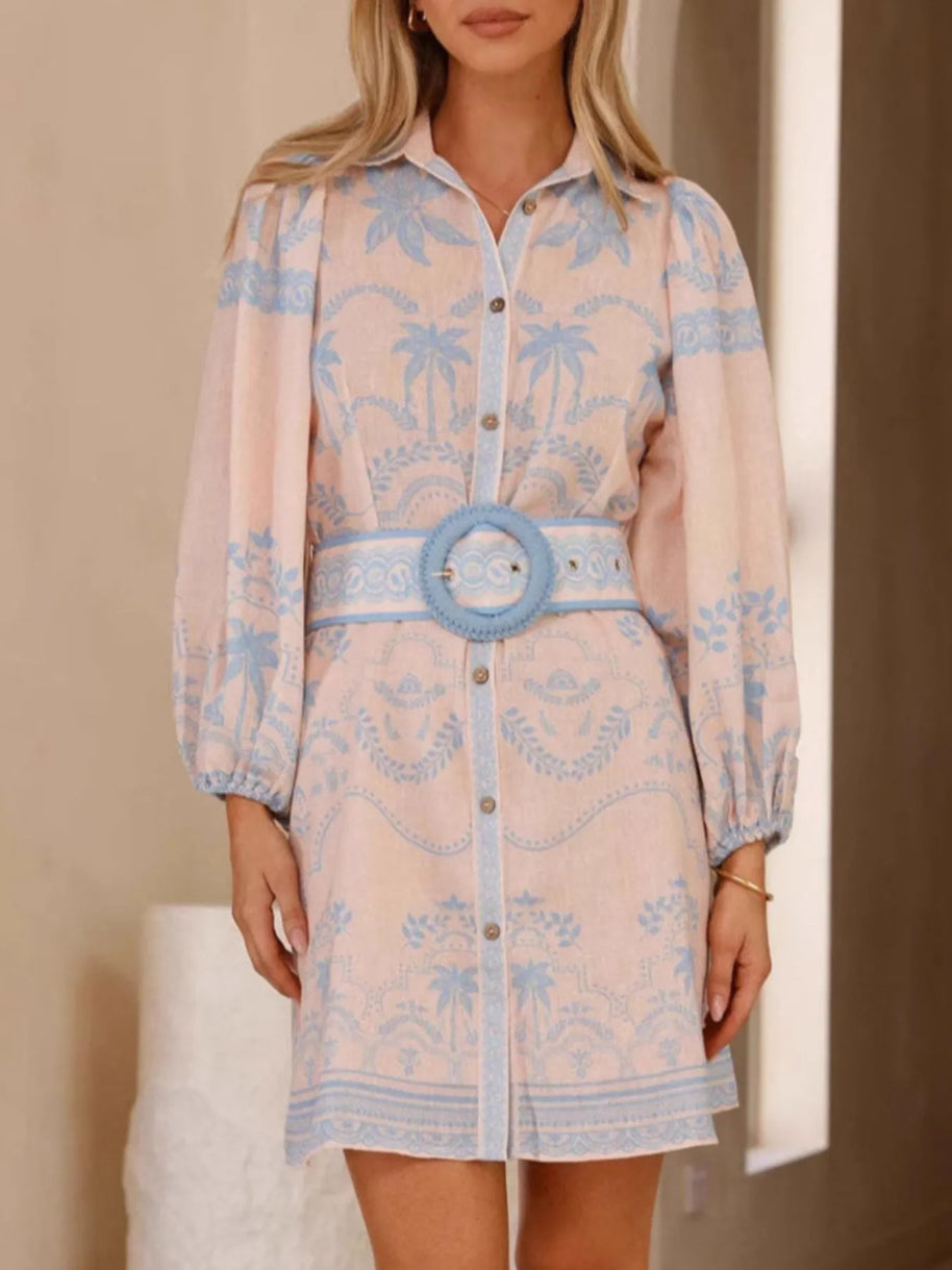 Printed Button Down Shirt Dress with Belt-Dresses-Trendsi-[option4]-[option5]-[option6]-[option7]-[option8]-Shop-Boutique-Clothing-for-Women-Online