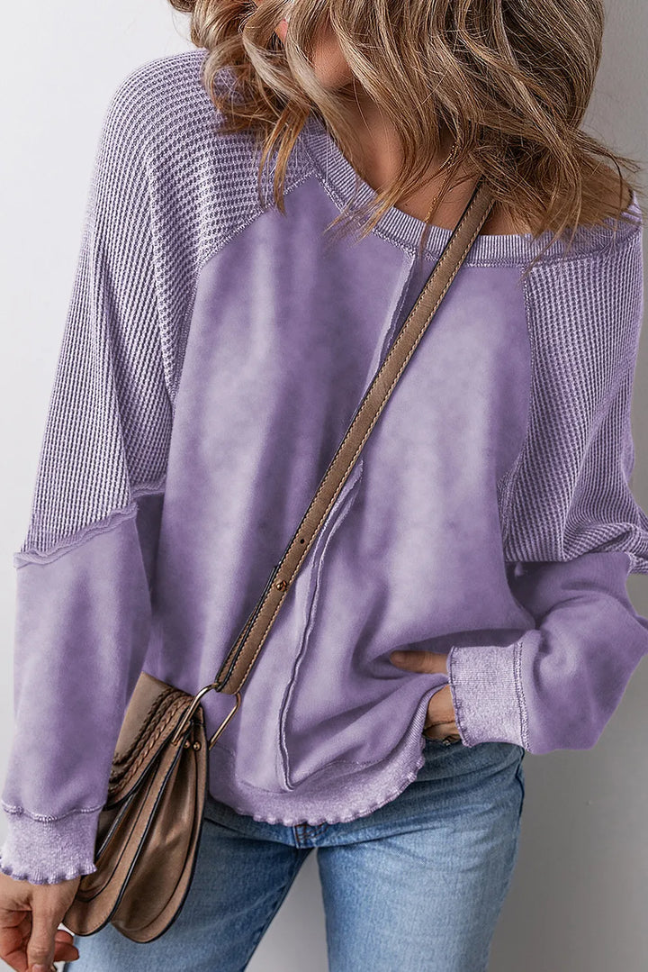 Brandi Mineral Wash Exposed Seam Long Sleeve Sweatshirt-Trendsi-Lavender-S-[option4]-[option5]-[option6]-[option7]-[option8]-Shop-Boutique-Clothing-for-Women-Online