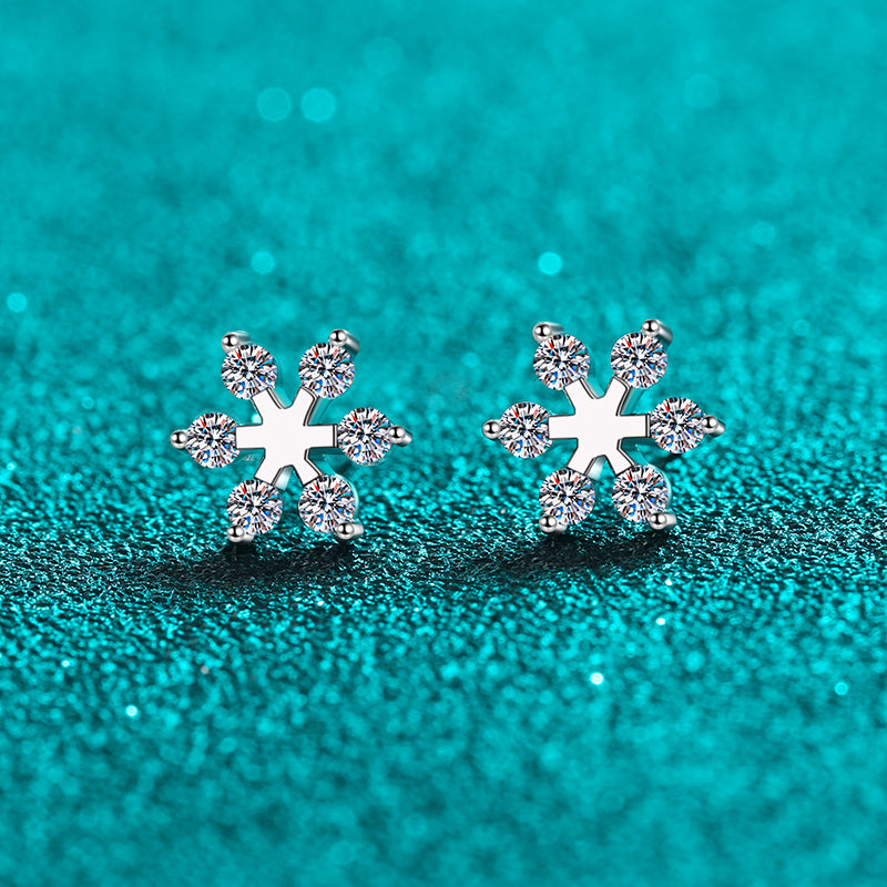 Moissanite 925 Sterling Silver Snowflake Shape Earrings-Trendsi-Silver-One Size-[option4]-[option5]-[option6]-[option7]-[option8]-Shop-Boutique-Clothing-for-Women-Online