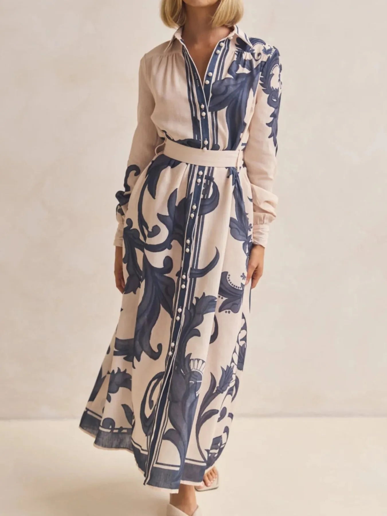 Printed Button Down Belted Shirt Dress-Dresses-Trendsi-[option4]-[option5]-[option6]-[option7]-[option8]-Shop-Boutique-Clothing-for-Women-Online