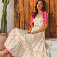 SO ME Ribbon Flowy Maxi Dress with Contrast Trim-Dresses-Trendsi-[option4]-[option5]-[option6]-[option7]-[option8]-Shop-Boutique-Clothing-for-Women-Online