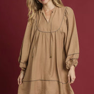 Umgee Boho Peasant Mini Dress with Trim Detail-Dresses-Trendsi-[option4]-[option5]-[option6]-[option7]-[option8]-Shop-Boutique-Clothing-for-Women-Online