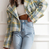 Plaid Lapel Collar Cropped Outerwear-jacket-Trendsi-[option4]-[option5]-[option6]-[option7]-[option8]-Shop-Boutique-Clothing-for-Women-Online