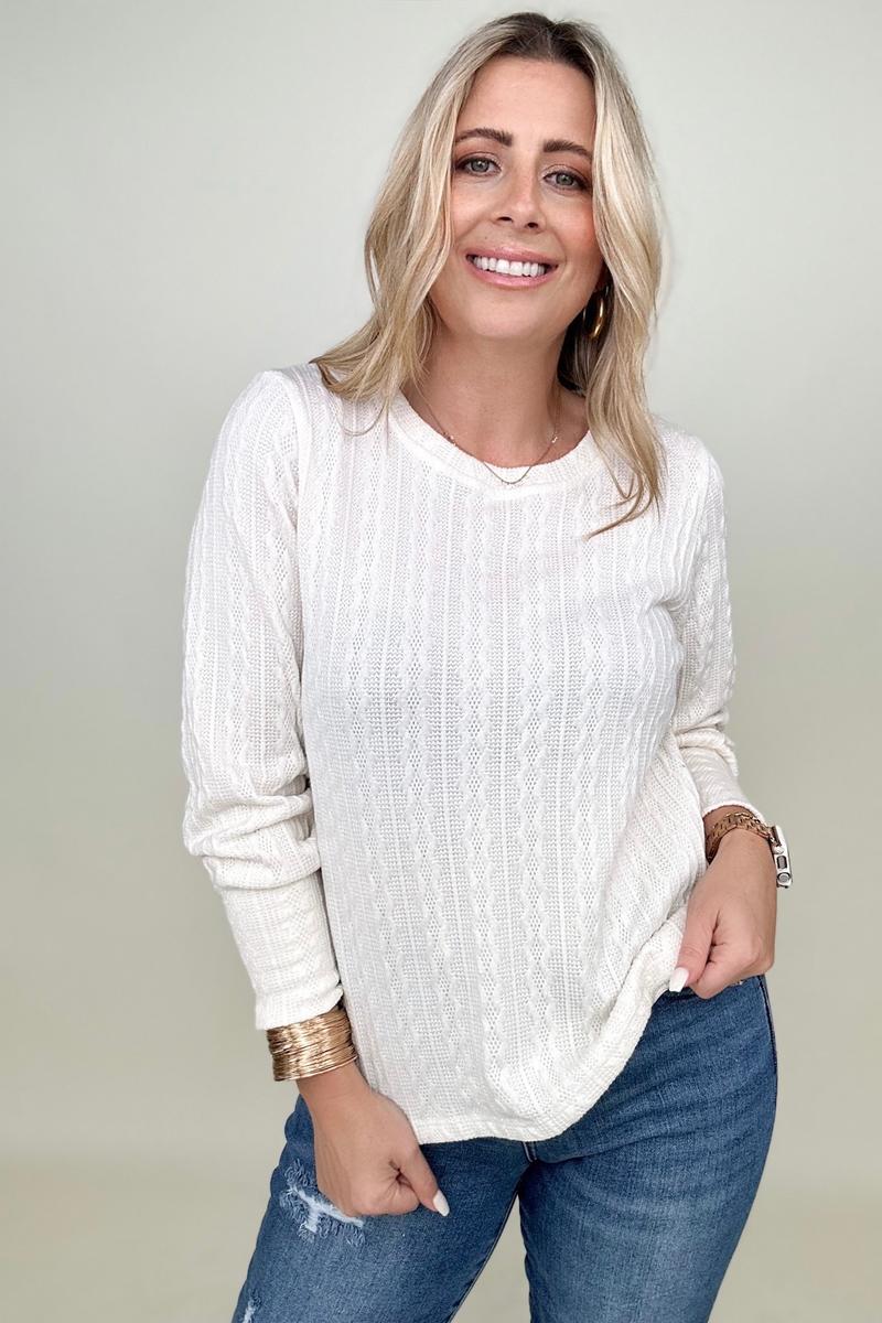 Hayden Long Sleeve Cable Knit Top-Sweaters-Kiwidrop-Ivory-S-[option4]-[option5]-[option6]-[option7]-[option8]-Shop-Boutique-Clothing-for-Women-Online