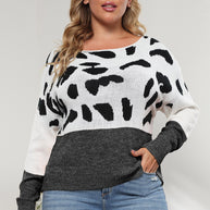 Plus Size Leopard Round Neck Long Sleeve Sweater-Sweaters-Trendsi-[option4]-[option5]-[option6]-[option7]-[option8]-Shop-Boutique-Clothing-for-Women-Online