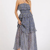 Mittoshop Ruffled Smocked Floral Halter Neck Maxi Dress-Dresses-Trendsi-[option4]-[option5]-[option6]-[option7]-[option8]-Shop-Boutique-Clothing-for-Women-Online