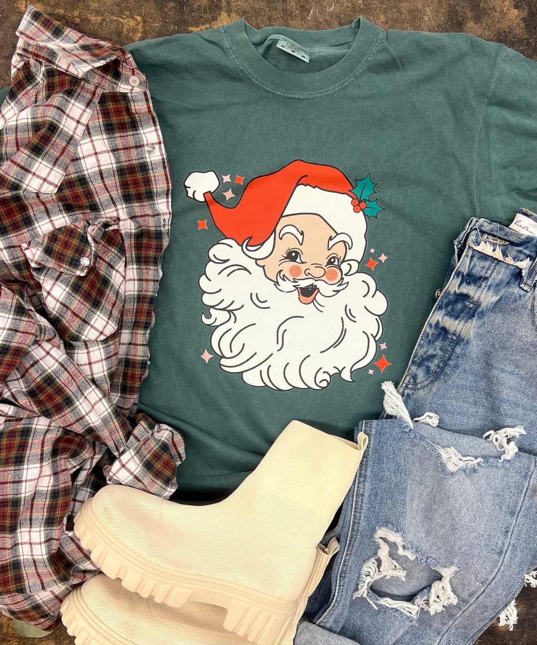 Vintage Santa Tee-cc-Knox and Nell Wholesale-[option4]-[option5]-[option6]-[option7]-[option8]-Shop-Boutique-Clothing-for-Women-Online