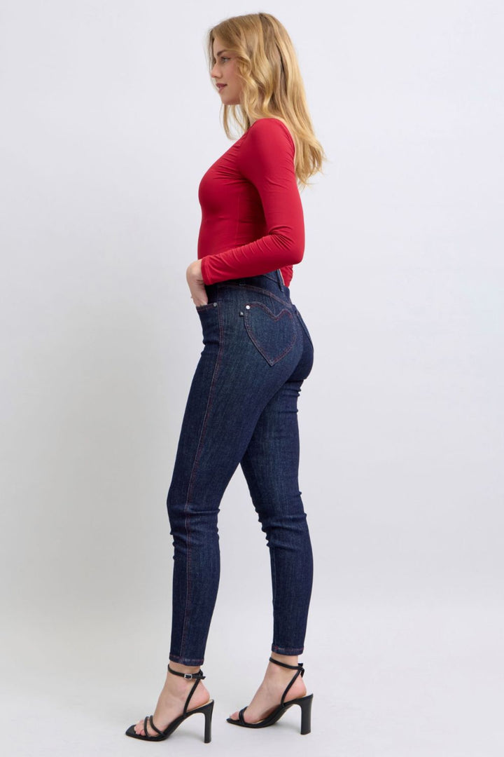 Judy Blue Heart Shaped Back Pockets Skinny Jeans-Trendsi-[option4]-[option5]-[option6]-[option7]-[option8]-Shop-Boutique-Clothing-for-Women-Online