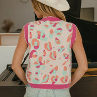 BiBi Leopard Sweater Vest With Front Tie and Scallop Detail-Trendsi-[option4]-[option5]-[option6]-[option7]-[option8]-Shop-Boutique-Clothing-for-Women-Online