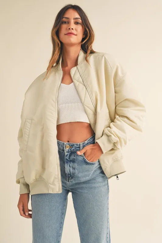 MABLE Back Ruched Utiltiy Bomber Jacket-Jackets-Trendsi-[option4]-[option5]-[option6]-[option7]-[option8]-Shop-Boutique-Clothing-for-Women-Online