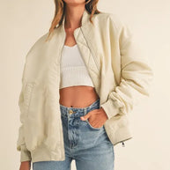 MABLE Back Ruched Utiltiy Bomber Jacket-Jackets-Trendsi-[option4]-[option5]-[option6]-[option7]-[option8]-Shop-Boutique-Clothing-for-Women-Online