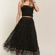 ADORA Elastic Waist Layered Mesh Midi Skirt-Skirts-Trendsi-[option4]-[option5]-[option6]-[option7]-[option8]-Shop-Boutique-Clothing-for-Women-Online