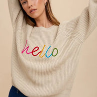 Annie Wear HELLO Embroidered Raglan Sleeve Sweater-Sweaters-Trendsi-[option4]-[option5]-[option6]-[option7]-[option8]-Shop-Boutique-Clothing-for-Women-Online