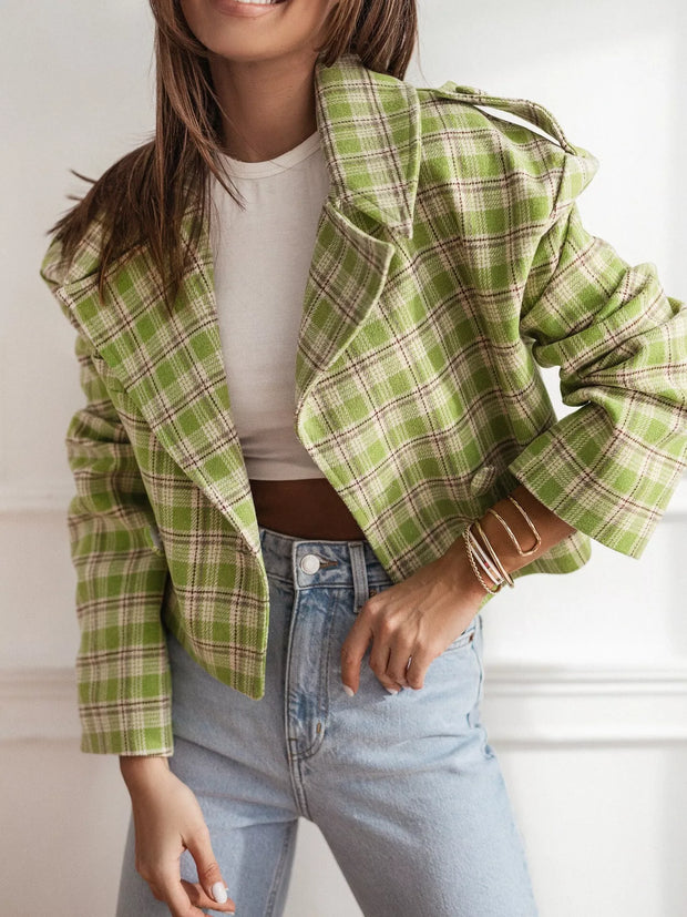 Plaid Lapel Collar Cropped Outerwear-jacket-Trendsi-[option4]-[option5]-[option6]-[option7]-[option8]-Shop-Boutique-Clothing-for-Women-Online
