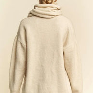 Davi & Dani V-Neck Dropped Shoulder Sweater with Scarf-Sweaters-Trendsi-[option4]-[option5]-[option6]-[option7]-[option8]-Shop-Boutique-Clothing-for-Women-Online