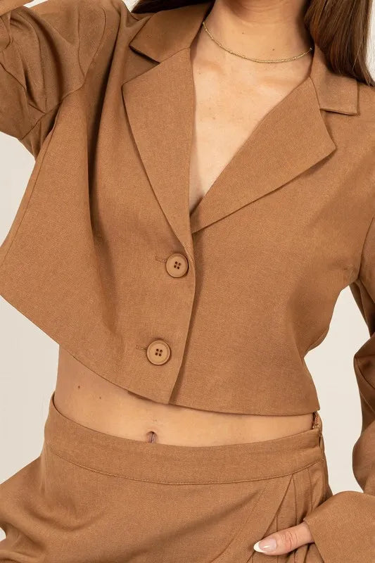 HYFVE Cropped Button-Down Blazer-Crop Tops-Trendsi-[option4]-[option5]-[option6]-[option7]-[option8]-Shop-Boutique-Clothing-for-Women-Online