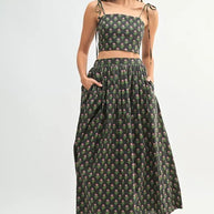 MABLE Floral Crop Top and Skirt Set-sets-Trendsi-Black-S-[option4]-[option5]-[option6]-[option7]-[option8]-Shop-Boutique-Clothing-for-Women-Online