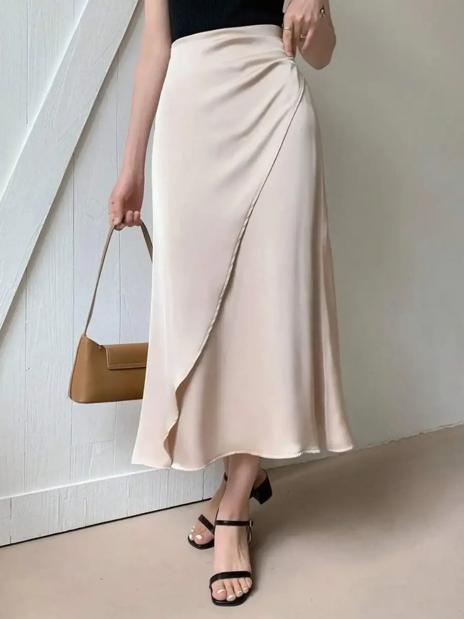Asymmetric Wrap Midi Skirt with Fluted Hem-Skirts-Trendsi-[option4]-[option5]-[option6]-[option7]-[option8]-Shop-Boutique-Clothing-for-Women-Online