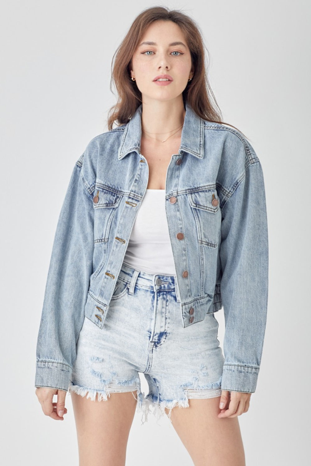 RISEN Button Down Cropped Denim Jacket-Trendsi-Light-S-[option4]-[option5]-[option6]-[option7]-[option8]-Shop-Boutique-Clothing-for-Women-Online