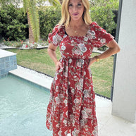 Elizabeth Midi Dress in Rust and Floral-Dresses-Ave Shops-[option4]-[option5]-[option6]-[option7]-[option8]-Shop-Boutique-Clothing-for-Women-Online