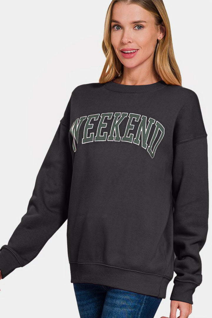 Zenana WEEKEND Round Neck Dropped Shoulder Sweatshirt-Trendsi-[option4]-[option5]-[option6]-[option7]-[option8]-Shop-Boutique-Clothing-for-Women-Online